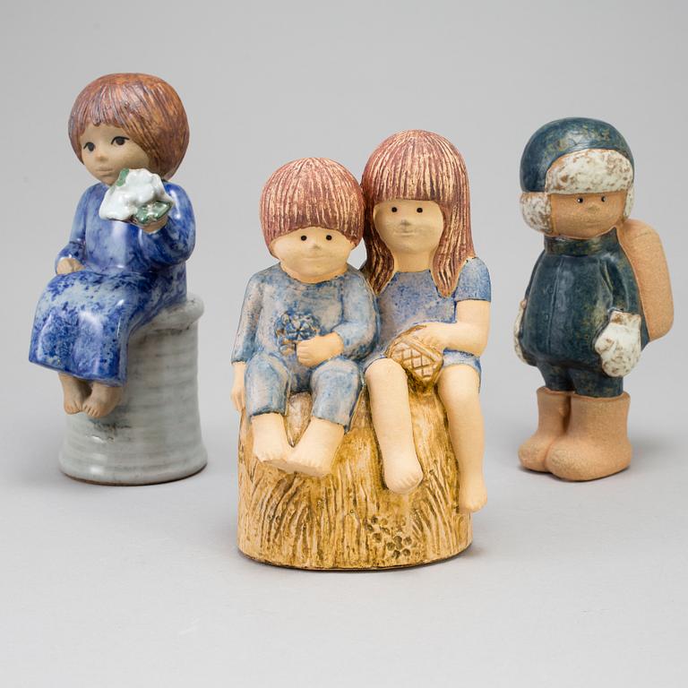 a set of three stoneware figurines by Lisa Larson for Gustavsberg.