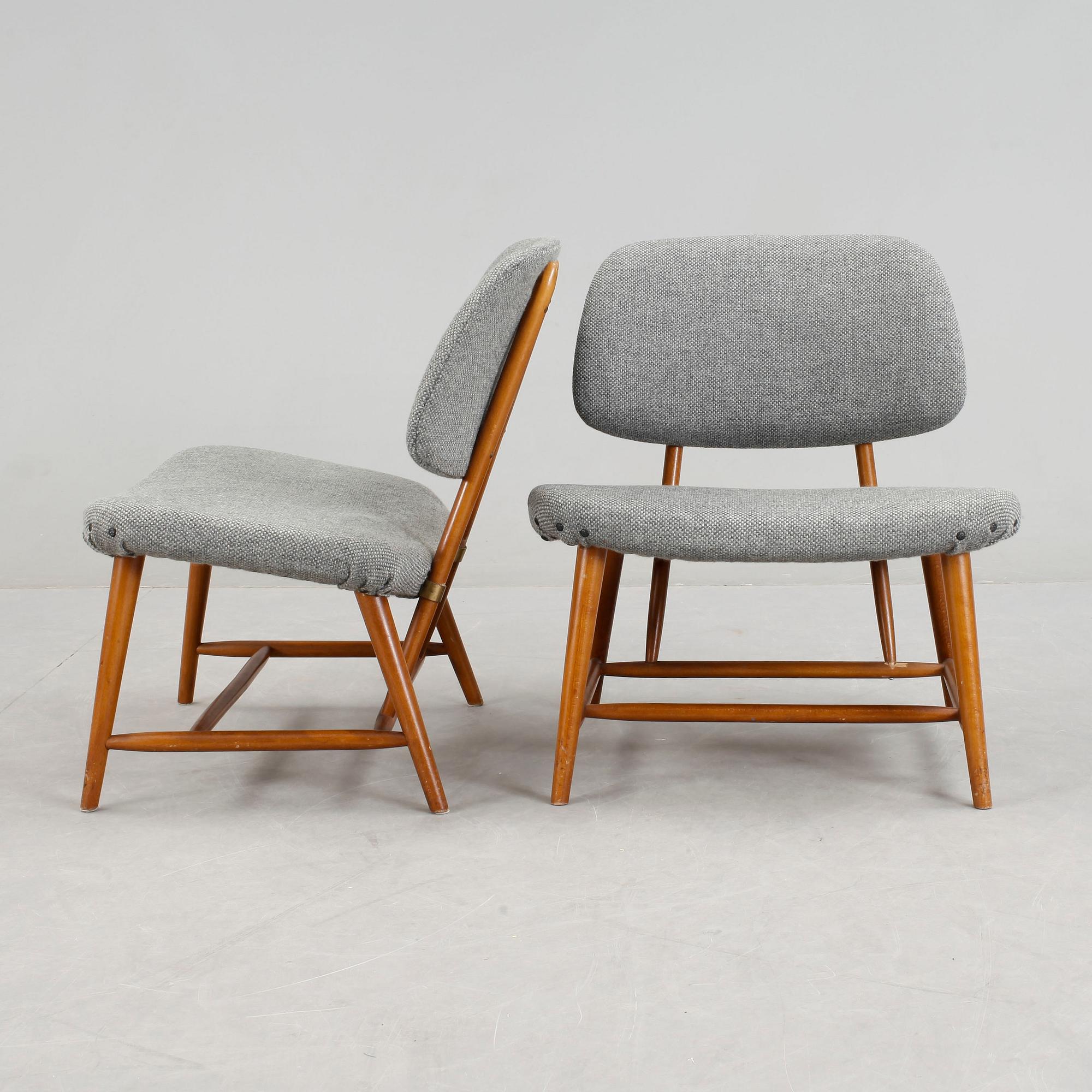 STOL, "TeVe", ett par, Alf Svensson, Ljungs Industrier, Modellen Formgiven 1953.