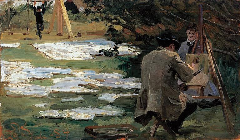 Oscar Björck, En fiskare i sin båt till sjöss.