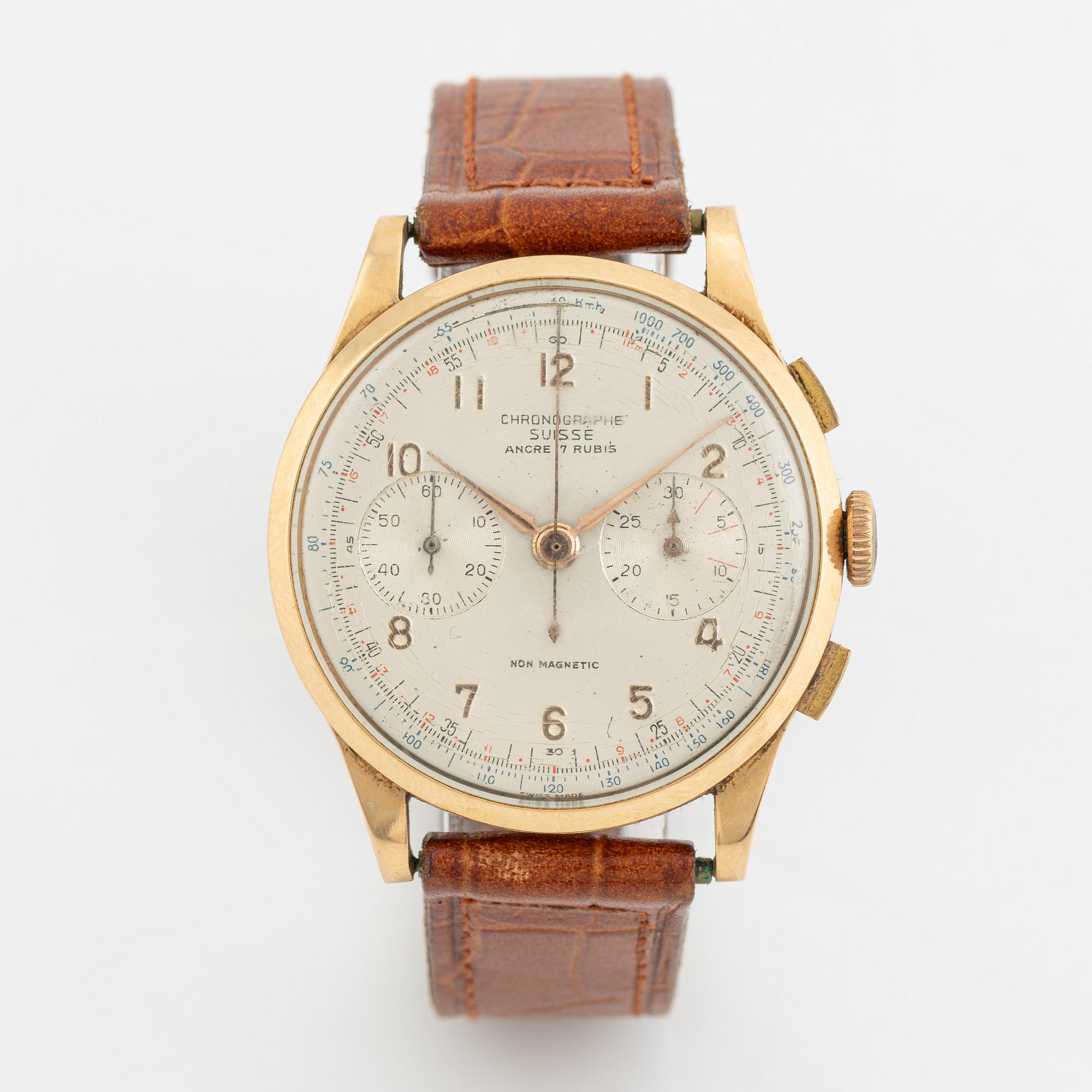 Chronographe Suisse, armbandsur, kronograf, 37,5 mm.