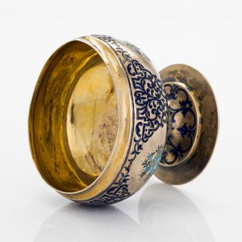 Gilded silver and enamel bowl, unidentified master A.W, Moscow 1875.