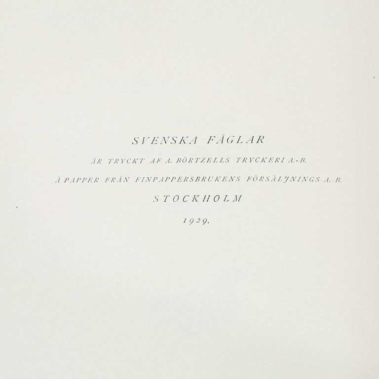 Bröderna von Wright, "Svenska Fåglar", 3 volymer, Förlaget Svenska Fåglar, A, Börtzells Tryckeri AB, Stockholm, 1927-29.