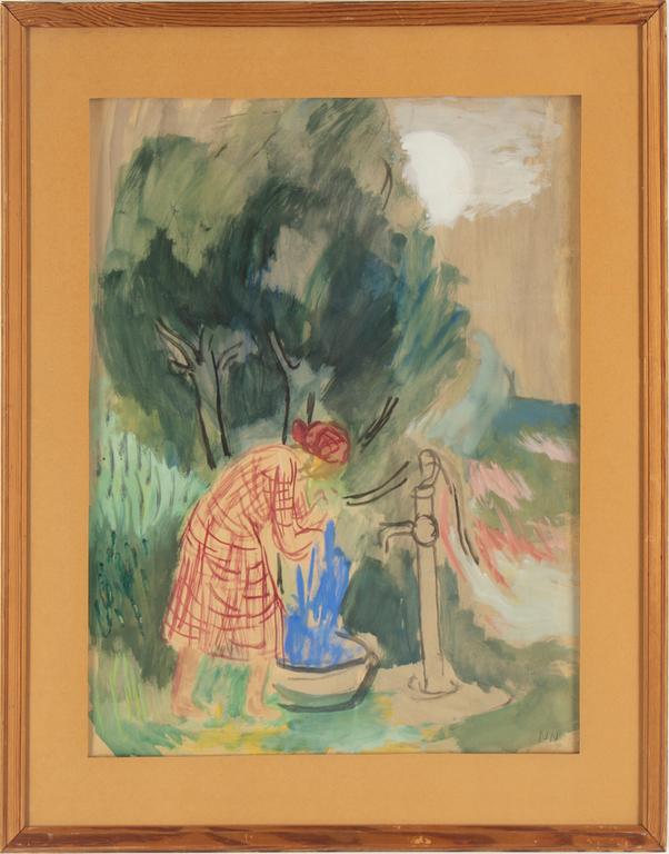 NILS NILSSON, watercolour & gouache, signed.