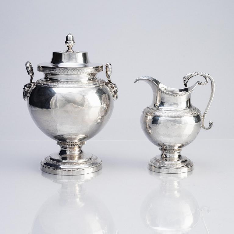 John McMullin, Te- och kaffeservis, 4 delar, silver, Philadelphia cirka 1820.