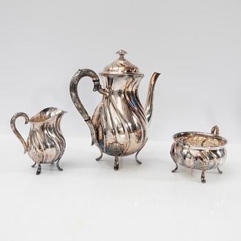 Coffee service, 3 pieces, silver, Rococo style, Norway, 20th century.