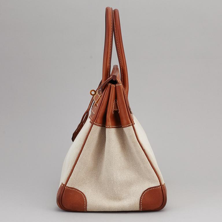 HERMÈS, a 'Birkin 35' leather and canvas bag from 2001.