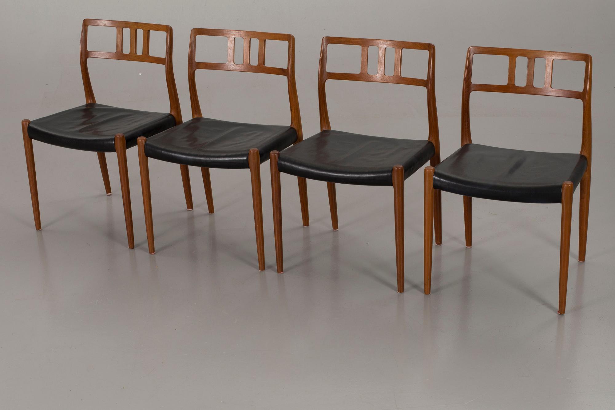 MATBORD och 4 STOLAR, bl a J L Möller models, Danmark, 1900-talets andra hälft.