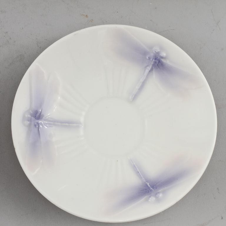 KAFFESERVIS, 12 delar, fältspatporslin, "Trollslända", Alf Wallander, Rörstrand, jugend, omkring 1910.