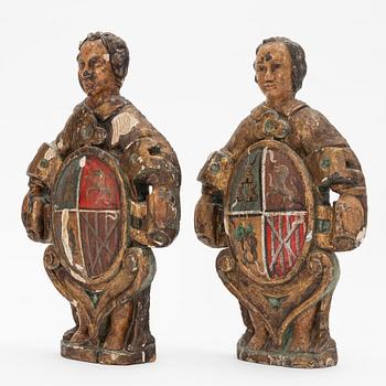 Figures, a pair, carved wood, Southern Europe, 18th century.