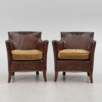 Armchairs, a pair, mid-20th century.