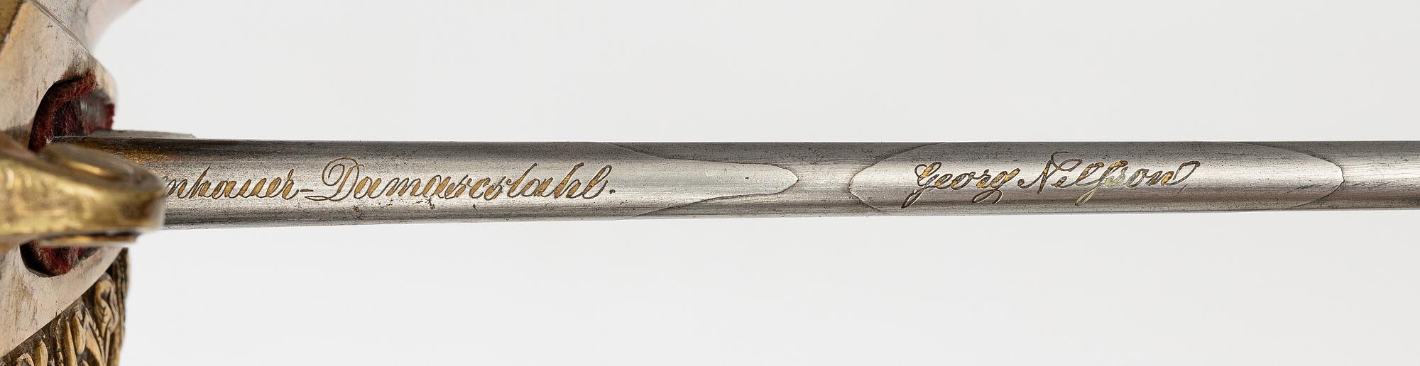 Sabel, svensk, m/1859 för infanteriofficer, med balja.