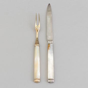 22 pieces silver and mother of pearl 1780s cuttlery, Stockholm and Paris.
