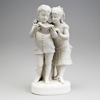 FIGURGRUPP, parian, Gustafsberg 1895.