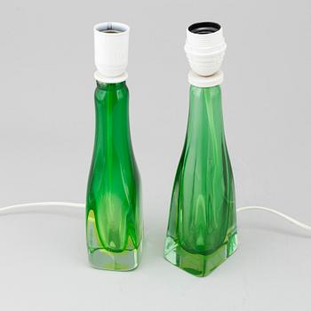 BORDSLAMPOR, ett par, glas, Murano, Italien, 1950-tal.