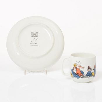 Arabia, Moomin mugs, plates and a jug, 7 pieces, porcelain, Finland.