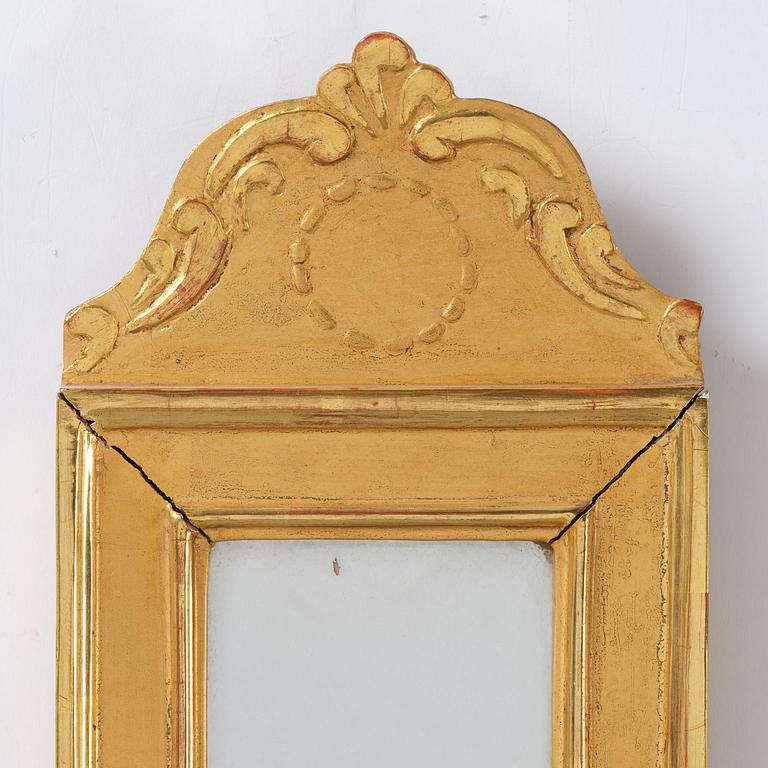 A pair of Gustavian giltwood one-light girandoles by J. P. Helin (master in Stockholm 1763-94).