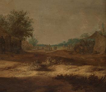 Jan van Goyen Hans efterföljd, Folksamling runt vinförsäljare.