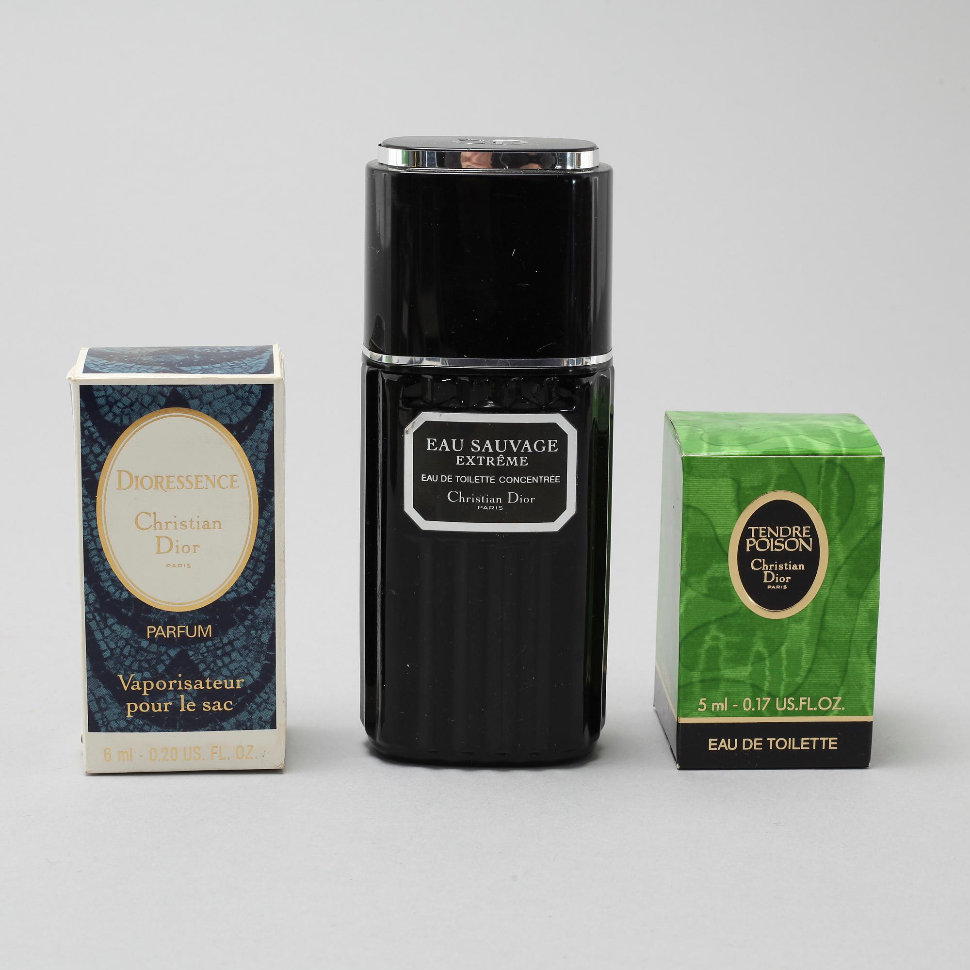CHRISTIAN DIOR, 12 so called factices and one perfume sample.