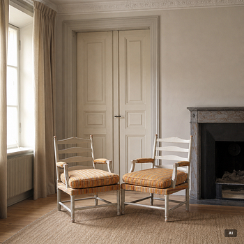 Armchairs, a pair, 'Gripsholm Armchair no. 53', SO Larsson Stilmöbler, second half of the 20th century.