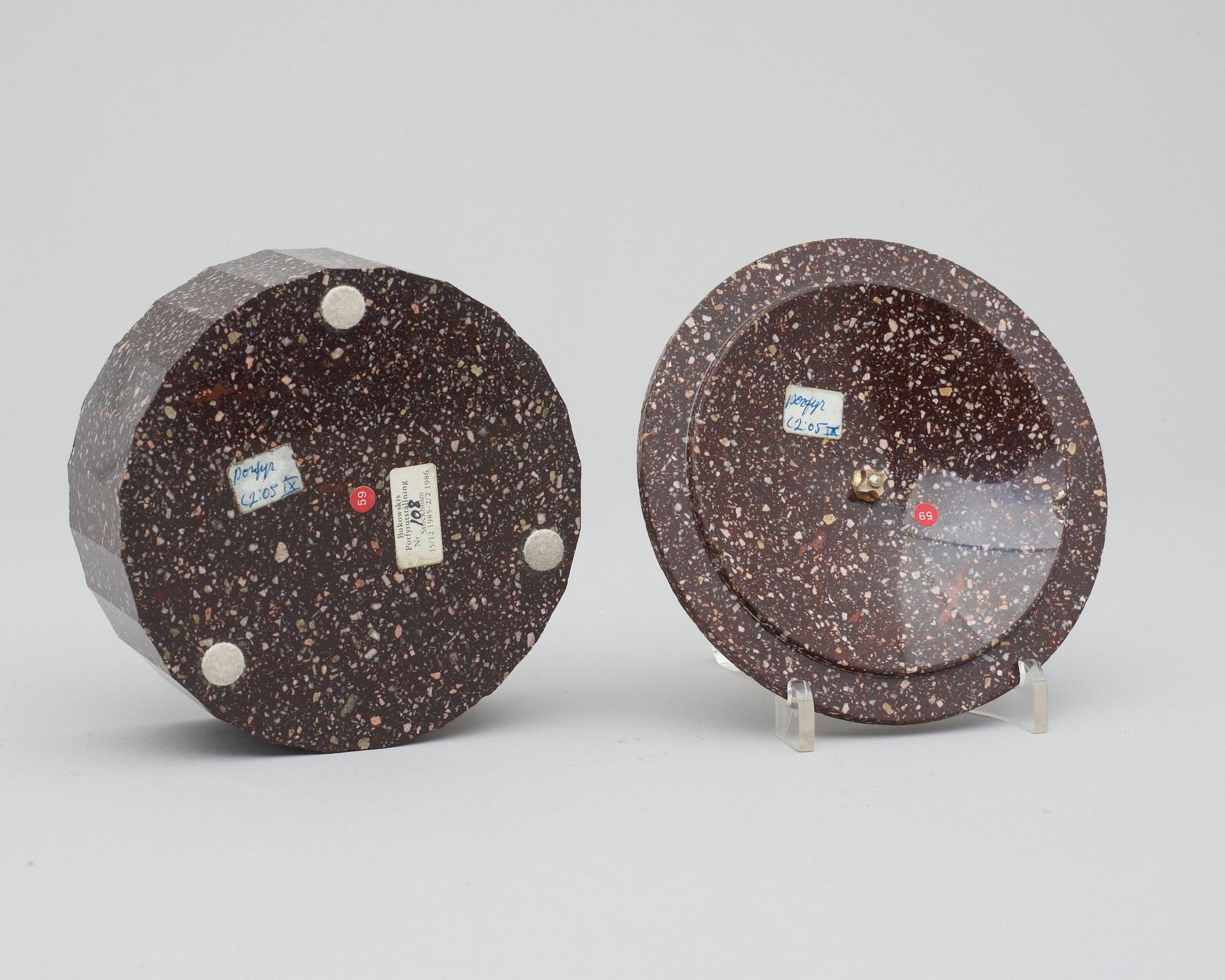 A Swedish Empire 19th century porphyry butter box.