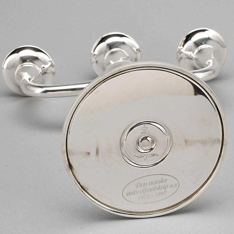 KANDELABER, silver, Karl J Ottesen, Norge, 1900-tal.