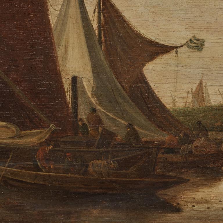 Frans de Hulst Attributed to, A river landscape with a waterside fort.