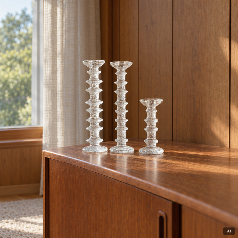 Timo Sarpaneva, Three candlesticks, 'Festivo', Iittala, Finland.