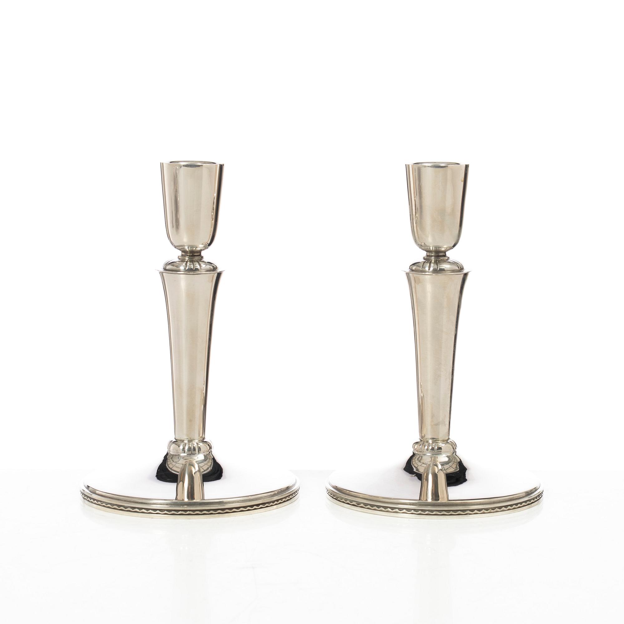 Eric Råström, Candelsticks, a pair, silver, CG Råström, Stockholm 1955.