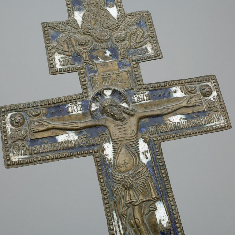 KRUCIFIX, mässing, emalj, Ryssland 1800/1900-tal.