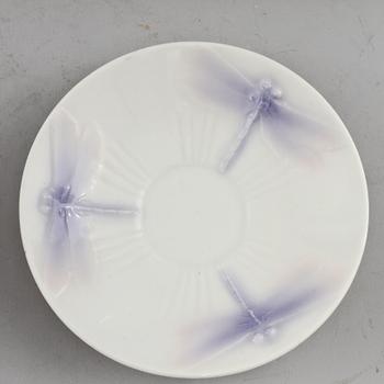 KAFFESERVIS, 12 delar, fältspatporslin, "Trollslända", Alf Wallander, Rörstrand, jugend, omkring 1910.