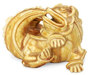 A Wihelm Kåge stoneware dragon's puppy by Gustavsberg, 1940's.