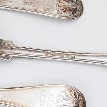 Christoffer Ekbeck, skedar, 12 st, silver, modell gammal fransk, Örebro 1855.