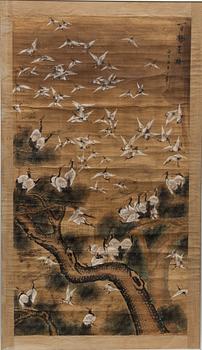 Unidentified artist, Cranes with pinetree, 20th century.