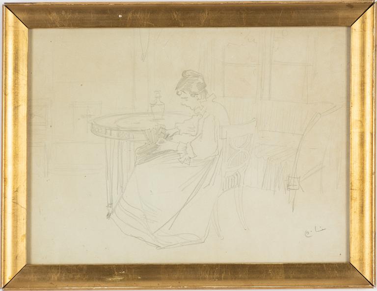 Carl Larsson, drawing, signed.