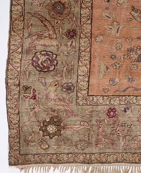 A rug, antique, silk with metal brocade, Istanbul, so called 'Koum Kapi', Ottoman empire,  ca 181,5 x 127,5 cm.