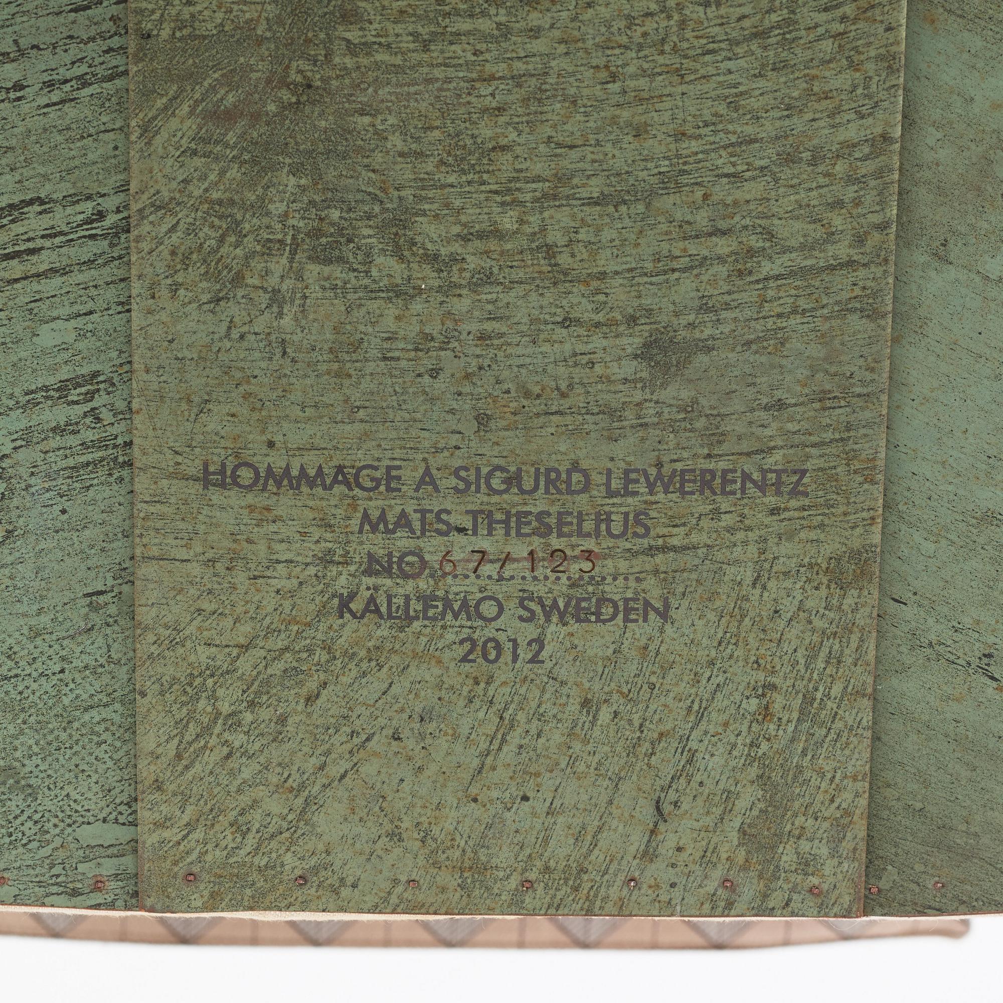 Mats Theselius, an 'Hommage à Sigurd Lewerentz' armchair, ed. 67/123. Källemo, Sweden, post 2012.