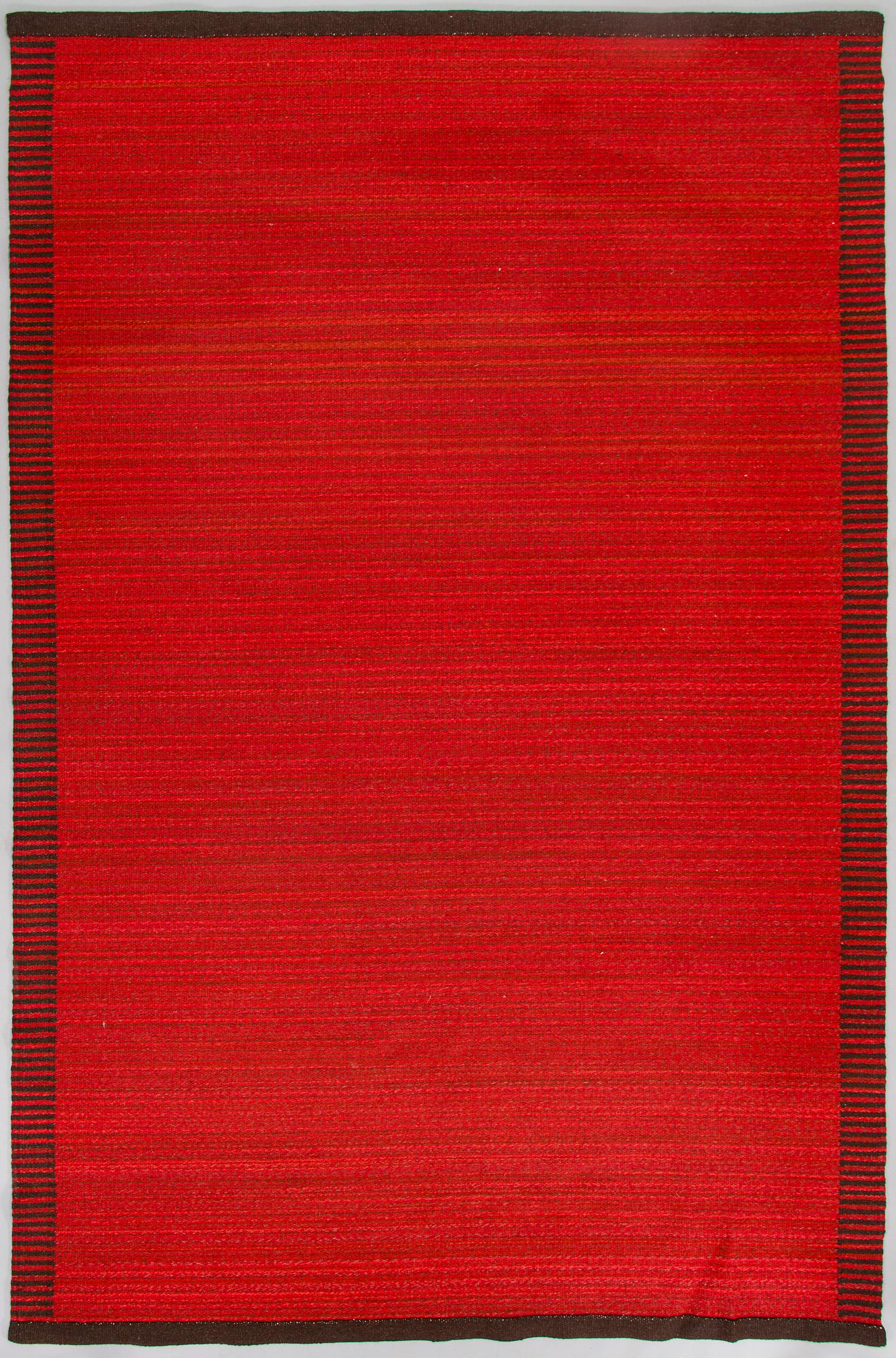Kirsti Ilvessalo, hårgarnsmatta, tillverkare Aaltonens Mattväveri Kiikka 1900-taleta mitt. Ca 300 x 200 cm.