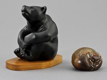 FIGURINER, 2 st, stengods, Gunnar Nylund, Rörstrand, 1900-tal.