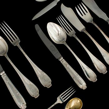 A silver flatware service, 189 pieces, Swedish import marks, ca 1913-1924. Total weight ca 9520 g.