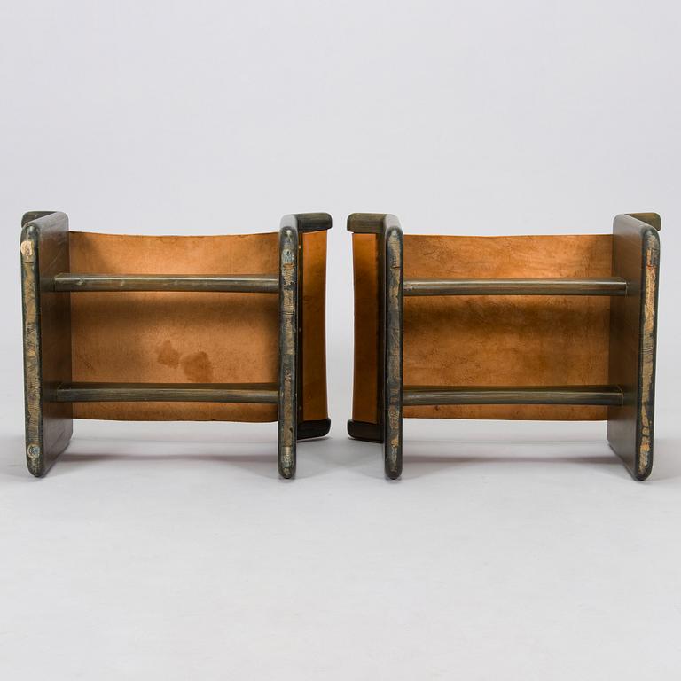 Tapio Wirkkala, a pair of stools made to order  for the Finnish Glass Museum manufactured by  Reino Huotari 1981.