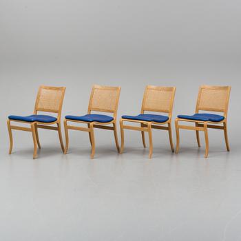 BRUNO MATHSSON, four 'Kerstin' beech and rattan chairs from Dux.