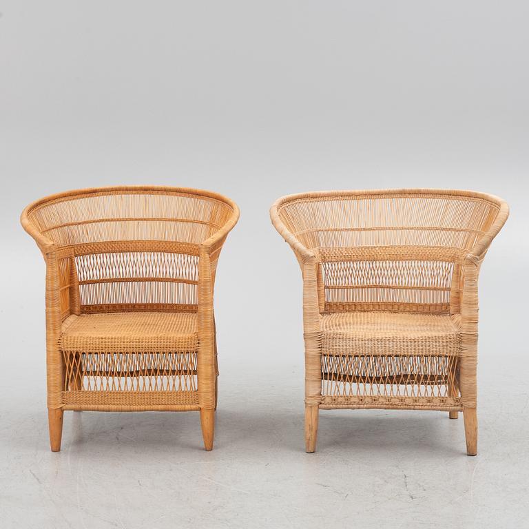 A rattan sofa and a pair of armchairs, second half of the 20th century.