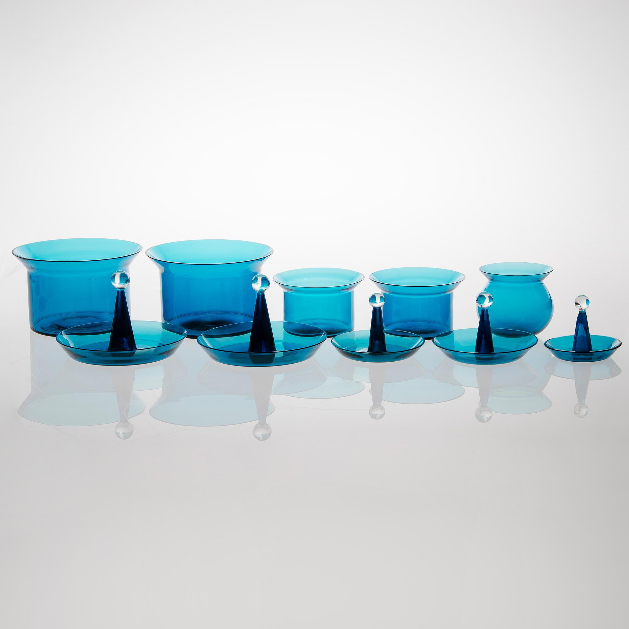 A 25 piece 'Harlekiini' glasswear for Riihimäki Glass, Finland.
