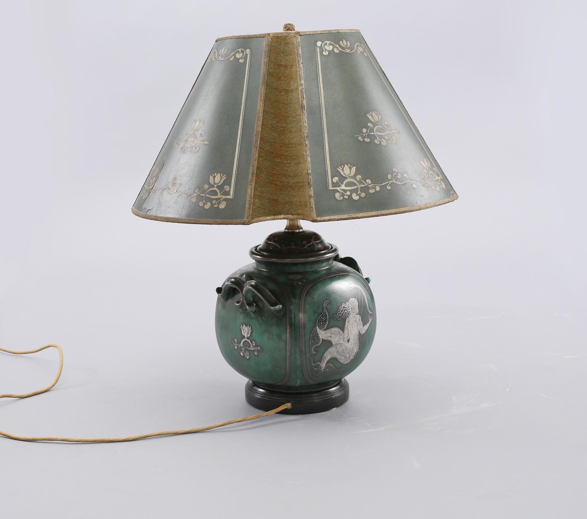 BORDSLAMPA, stengods, troligen "Argenta", Wilhelm Kåge, Gustavsberg, omkring 1900-talets mitt.
