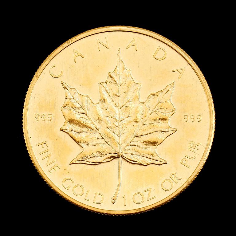 GULDMYNT, fine gold, 50 dollar, Elizabeth II, Canada, 1979. Vikt ca 31 gram.