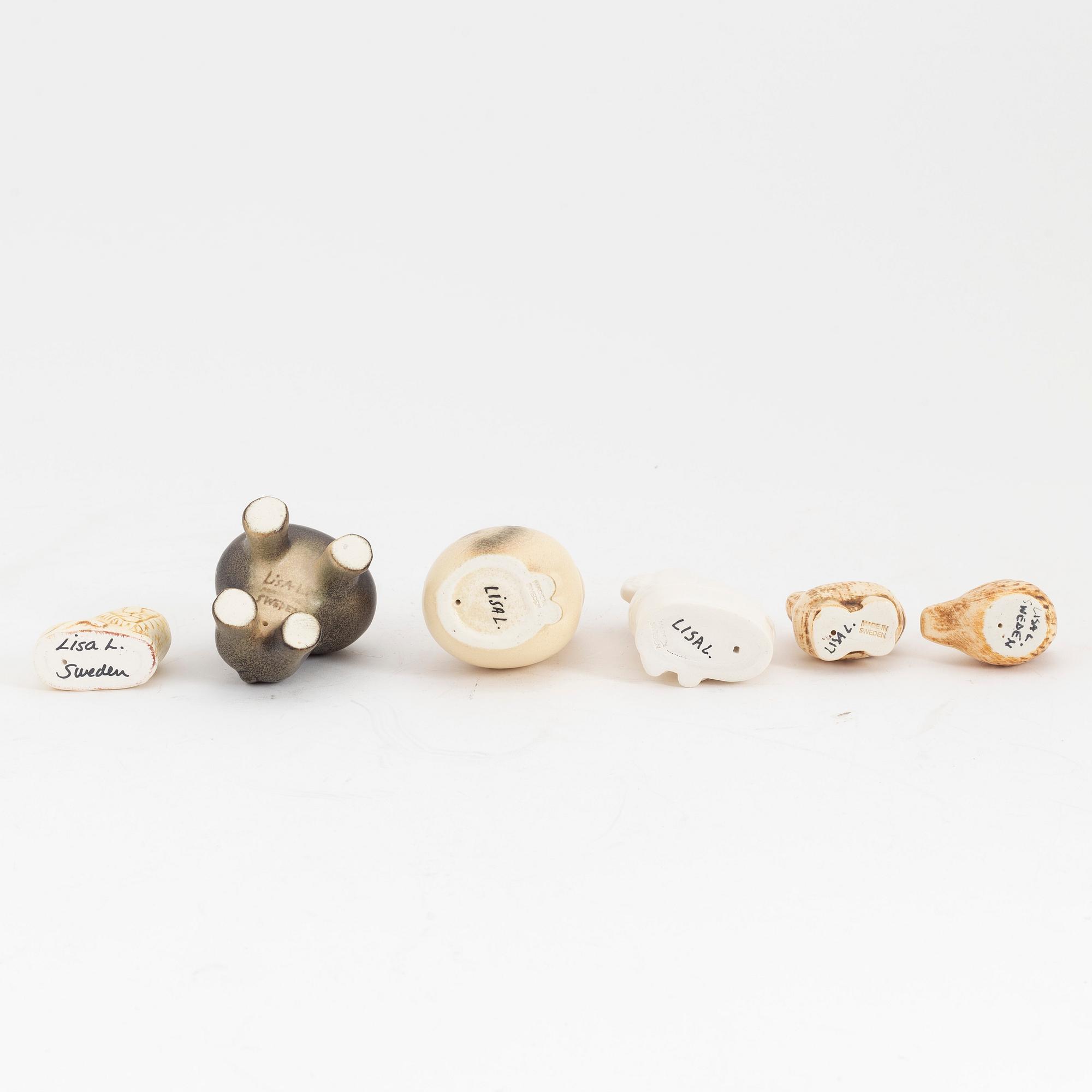 Lisa Larson, a group of six stoneware figurines, K-Studion, Gustavsberg.