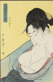 Kitagawa Utamaro, after, a colour wood block print, Japan.