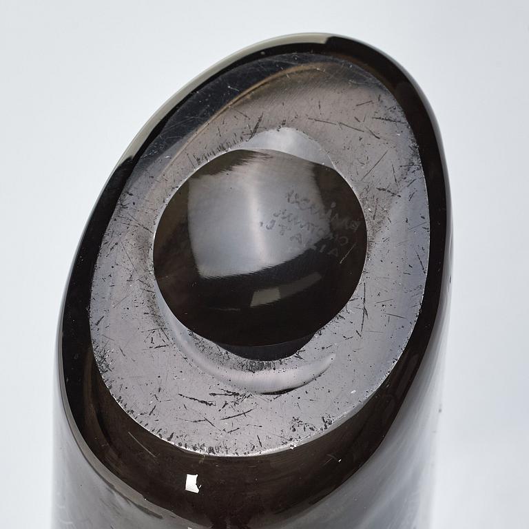 Paolo Venini, a smoke coloured "Mosaico Zanfirico" vase, Murano, Italy 1950's.