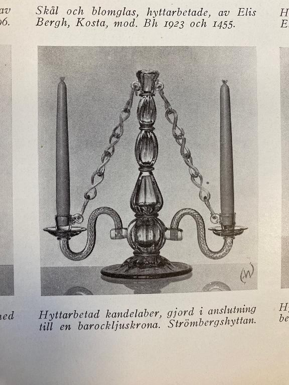 Gerda Strömberg & Knut Bergqvist, a pair of candelabra, Strömbergshyttan, 1940s.