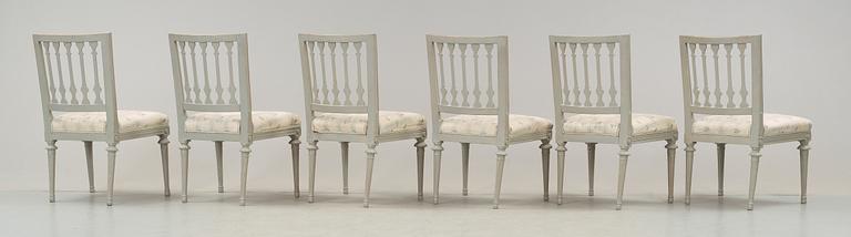 STOLAR, sex stycken, av Ephraim Ståhl (mästare i Stockholm 1794-1820). Sengustavianska.